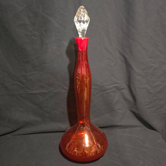 Vtg Blenko Genie Bottle Decanter - Orange - Picture 1 of 9